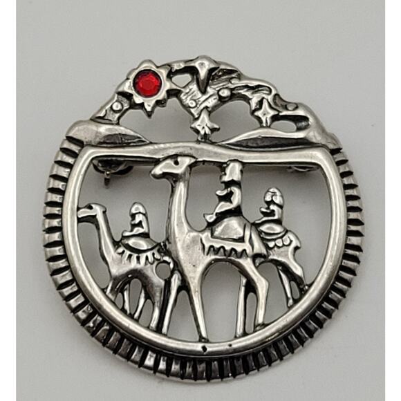 Sterling Silver Three Kings Day Vintage Christmas Pin Brooch 3 Wise Magi Jesus - Picture 1 of 16